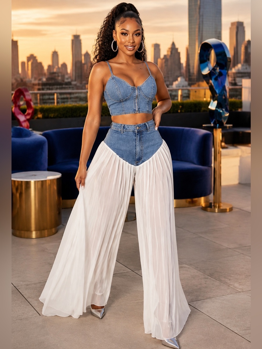 Keri Baddie Denim Corset Set